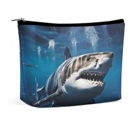 QMNALP Large Capacity Small Makeup Bag for Purse Portable Travel Toiletry Bag Boho Big Great White Shark Printed Makeup Pouch,Gifts for Women