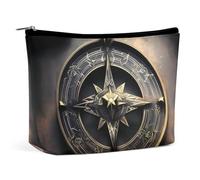 QMNALP Large Capacity Small Makeup Bag for Purse Portable Travel Toiletry Bag Boho Big Magical Design Norse Runes Compass Printed Makeup Pouch,Gifts for Women