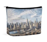 QMNALP Large Capacity Small Makeup Bag for Purse Portable Travel Toiletry Bag Boho Big New York City Printed Makeup Pouch,Gifts for Women