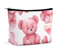 QMNALP Large Capacity Small Makeup Bag for Purse Portable Travel Toiletry Bag Boho Big Peach Style Bear Printed Makeup Pouch,Gifts for Women