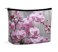 QMNALP Large Capacity Small Makeup Bag for Purse Portable Travel Toiletry Bag Boho Big Pink Orchid Printed Makeup Pouch,Gifts for Women