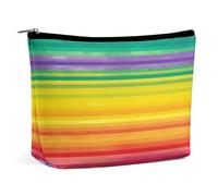 QMNALP Large Capacity Small Makeup Bag for Purse Portable Travel Toiletry Bag Boho Big Rainbow Colored Striped Printed Makeup Pouch,Gifts for Women