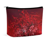 QMNALP Large Capacity Small Makeup Bag for Purse Portable Travel Toiletry Bag Boho Big Red Cherry Blossom Printed Makeup Pouch,Gifts for Women