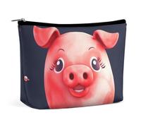 QMNALP Large Capacity Small Makeup Bag for Purse Portable Travel Toiletry Bag Boho Big Red Cute Piggy Printed Makeup Pouch,Gifts for Women