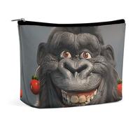 QMNALP Large Capacity Small Makeup Bag for Purse Portable Travel Toiletry Bag Boho Big Smiling Gorilla Photo Printed Makeup Pouch,Gifts for Women