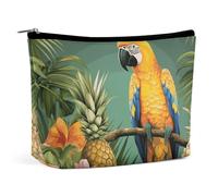 QMNALP Large Capacity Small Makeup Bag for Purse Portable Travel Toiletry Bag Boho Big Summer Parrot Pineapple Bird Printed Makeup Pouch,Gifts for Women