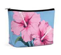 QMNALP Large Capacity Small Makeup Bag for Purse Portable Travel Toiletry Bag Boho Big Two Hibiscus Flowers Printed Makeup Pouch,Gifts for Women