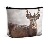 QMNALP Large Capacity Small Makeup Bag for Purse Portable Travel Toiletry Bag Boho Big Wild Animals Deer Printed Makeup Pouch,Gifts for Women