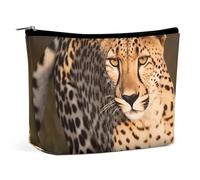 QMNALP Large Capacity Small Makeup Bag for Purse Portable Travel Toiletry Bag Boho Big Wild Cheetah Printed Makeup Pouch,Gifts for Women