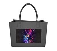 QMNALP Large Felt Tote Bag,cute Grocery Handbag Organizer for Work,Gym Colorful Galaxy Music Note Printed Lunch Bag, Dark Gray-colorful Galaxy Music Note, One Size