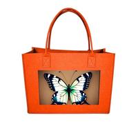 QMNALP Large Felt Tote Bag,cute Grocery Handbag Organizer for Work,Gym Cute Little Butterfly Printed Lunch Bag, Fruit Orange-cute Little Butterfly, One Size