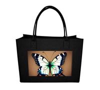 QMNALP Large Felt Tote Bag,cute Grocery Handbag Organizer for Work,Gym Cute Little Butterfly Printed Lunch Bag, Black-cute Little Butterfly, One Size