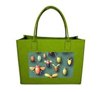 QMNALP Large Felt Tote Bag,cute Grocery Handbag Organizer for Work,Gym Insect Atlas Printed Lunch Bag, Light Green-insect Atlas, One Size