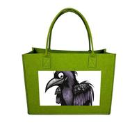 QMNALP Large Felt Tote Bag,cute Grocery Handbag Organizer for Work,Gym Ravens Printed Lunch Bag, Light Green-ravens, One Size