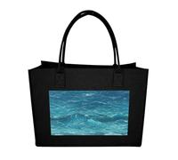 QMNALP Large Felt Tote Bag,cute Grocery Handbag Organizer for Work,Gym The Deep Ocean Printed Lunch Bag, Black-the Deep Ocean, One Size