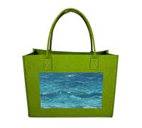 QMNALP Large Felt Tote Bag,cute Grocery Handbag Organizer for Work,Gym The Deep Ocean Printed Lunch Bag, Light Green-the Deep Ocean, One Size