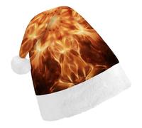 QMNALP Personalized Christmas Hat 17.1 * 11.7in Soft Cute Beautiful Flame Pattern Printed Santa Hat for New Year Party Supplies & Gifts