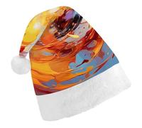 QMNALP Personalized Christmas Hat 17.1 * 11.7in Soft Cute Brightly Colored Spheres Printed Santa Hat for New Year Party Supplies & Gifts