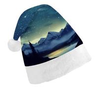 QMNALP Personalized Christmas Hat 17.1 * 11.7in Soft Cute Celestial Night Sky Printed Santa Hat for New Year Party Supplies & Gifts