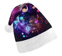 QMNALP Personalized Christmas Hat 17.1 * 11.7in Soft Cute Colorful Galaxy Music Note Printed Santa Hat for New Year Party Supplies & Gifts