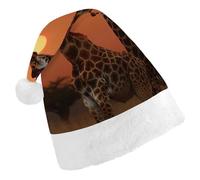 QMNALP Personalized Christmas Hat 17.1 * 11.7in Soft Cute Giraffe At Sunset Printed Santa Hat for New Year Party Supplies & Gifts