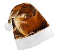 QMNALP Personalized Christmas Hat 17.1 * 11.7in Soft Cute Hand Drawn Groundhog Printed Santa Hat for New Year Party Supplies & Gifts
