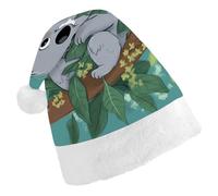 QMNALP Personalized Christmas Hat 17.1 * 11.7in Soft Cute Koala Vine Cartoon Printed Santa Hat for New Year Party Supplies & Gifts