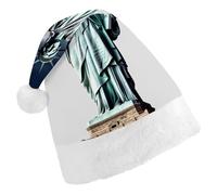QMNALP Personalized Christmas Hat 17.1 * 11.7in Soft Cute Statue of Liberty Printed Santa Hat for New Year Party Supplies & Gifts