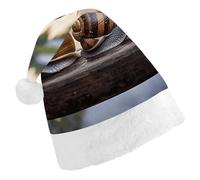 QMNALP Personalized Christmas Hat 17.1 * 11.7in Soft Cute Two Snails on The Bench Printed Santa Hat for New Year Party Supplies & Gifts