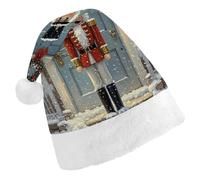 QMNALP Personalized Christmas Hat 17.1 * 11.7in Soft Cute Vintage Nutcracker Printed Santa Hat for New Year Party Supplies & Gifts