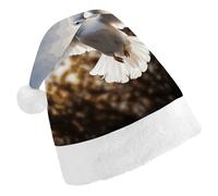 QMNALP Personalized Christmas Hat 17.1 * 11.7in Soft Cute White Dove Flying in The Sun Printed Santa Hat for New Year Party Supplies & Gifts