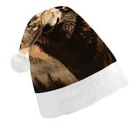 QMNALP Personalized Christmas Hat 17.1 * 11.7in Soft Cute Wolf in The Sun Printed Santa Hat for New Year Party Supplies & Gifts