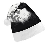 QMNALP Personalized Christmas Hat 17.1 * 11.7in Soft Cute Wolves Under The Moon Printed Santa Hat for New Year Party Supplies & Gifts