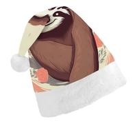 QMNALP Personalized Christmas Hat 17.1 * 11.7in Soft Cute You Are Awesome Sloth Printed Santa Hat for New Year Party Supplies & Gifts