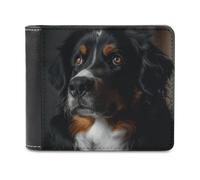QMNALP Personalized Slim Bifold Leather Wallet for Men,Front Pocket Multiple Card Holder A Bernese Dog Printed Wallets,Gift for Men And Women