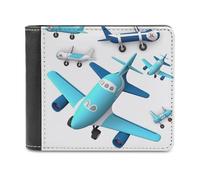 QMNALP Personalized Slim Bifold Leather Wallet for Men,Front Pocket Multiple Card Holder Airplane Printed Wallets,Gift for Men And Women