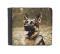 QMNALP Personalized Slim Bifold Leather Wallet for Men,Front Pocket Multiple Card Holder Animal German Shepherd Printed Wallets,Gift for Men And Women