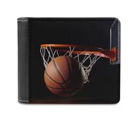 QMNALP Personalized Slim Bifold Leather Wallet for Men,Front Pocket Multiple Card Holder Basketball Printed Wallets,Gift for Men And Women