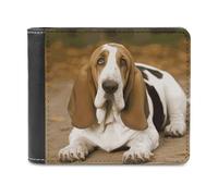 QMNALP Personalized Slim Bifold Leather Wallet for Men,Front Pocket Multiple Card Holder Basset Hound Printed Wallets,Gift for Men And Women