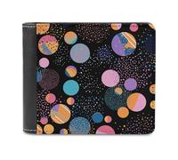 QMNALP Personalized Slim Bifold Leather Wallet for Men,Front Pocket Multiple Card Holder Blue And Black Circles Printed Wallets,Gift for Men And Women