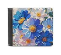 QMNALP Personalized Slim Bifold Leather Wallet for Men,Front Pocket Multiple Card Holder Bright Watercolor Flowers Printed Wallets,Gift for Men And Women