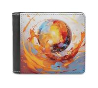 QMNALP Personalized Slim Bifold Leather Wallet for Men,Front Pocket Multiple Card Holder Brightly Colored Spheres Printed Wallets,Gift for Men And Women