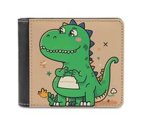 QMNALP Personalized Slim Bifold Leather Wallet for Men,Front Pocket Multiple Card Holder Cartoon Dinosaur Printed Wallets,Gift for Men And Women
