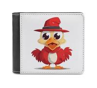 QMNALP Personalized Slim Bifold Leather Wallet for Men,Front Pocket Multiple Card Holder Chicken Wearing Hat Printed Wallets,Gift for Men And Women