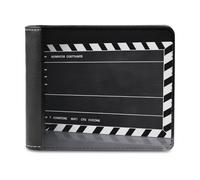 QMNALP Personalized Slim Bifold Leather Wallet for Men,Front Pocket Multiple Card Holder Classic Movie Clapboard Black Printed Wallets,Gift for Men And Women