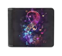 QMNALP Personalized Slim Bifold Leather Wallet for Men,Front Pocket Multiple Card Holder Colorful Galaxy Music Note Printed Wallets,Gift for Men And Women