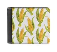 QMNALP Personalized Slim Bifold Leather Wallet for Men,Front Pocket Multiple Card Holder Corn on The Cob Image Printed Wallets,Gift for Men And Women