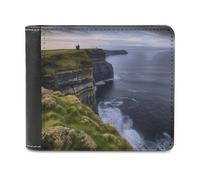 QMNALP Personalized Slim Bifold Leather Wallet for Men,Front Pocket Multiple Card Holder County Clare The Cliffs Printed Wallets,Gift for Men And Women