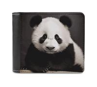 QMNALP Personalized Slim Bifold Leather Wallet for Men,Front Pocket Multiple Card Holder Cute Black And White Panda Printed Wallets,Gift for Men And Women