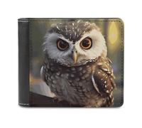 QMNALP Personalized Slim Bifold Leather Wallet for Men,Front Pocket Multiple Card Holder Cute Owl Printed Wallets,Gift for Men And Women